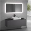 neoro n50 mobile La: 140 cm con 1 scomparto estraibile, lavabo La: 58 cm bianco opaco, con specchio n30,, BN0065WM+BN0494GR+BN0408BM+BN0006MI, n50 [Mobili da Bagno > Set Mobili da Bagno]