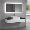 neoro n50 mobile La: 140 cm con 1 scomparto estraibile, lavabo La: 58 cm bianco opaco, con specchio n30,, BN0065WM+BN0492WM+BN0408BM+BN0006MI, n50 [Mobili da Bagno > Set Mobili da Bagno]
