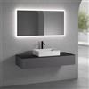 neoro n50 mobile La: 140 cm con 1 scomparto estraibile, lavabo La: 58 cm bianco opaco, con specchio n30,, BN0065WM+BN0492WH+BN0408GR+BN0006MI, n50 [Mobili da Bagno > Set Mobili da Bagno]