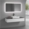 neoro n50 mobile La: 140 cm con 1 scomparto estraibile, lavabo La: 58 cm bianco opaco, con specchio n30,, BN0065WM+BN0492WM+BN0408GR+BN0006MI, n50 [Mobili da Bagno > Set Mobili da Bagno]