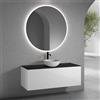 neoro n50 mobile La: 140 cm con 1 scomparto estraibile, lavabo Ø 45 cm bianco opaco, con specchio n30,, BN0106WM+BN0494WH+BN0408BM+BN0012MI, n50 [Mobili da Bagno > Set Mobili da Bagno]