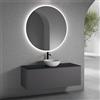 neoro n50 mobile La: 140 cm con 1 scomparto estraibile, lavabo Ø 45 cm bianco opaco, con specchio n30,, BN0106WM+BN0494GR+BN0408BM+BN0012MI, n50 [Mobili da Bagno > Set Mobili da Bagno]