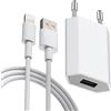 HECHOBO Caricabatterie 5W + Cavo USB 2M per I phone 8, 8 Plus, 7, 7 Plus, 6, 6S, 6 Plus, 6S Plus, 5S, 5C, SE, XS, X, XR, 11 12 Mini Pro Maxi, Pod