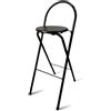 Generic Sgabello da Bar Pieghevole Portatile 70cm con Schienale, Senza Montaggio, Sedia Alta da Cucina Richiudibile 75cm per Esterni, Ufficio(Zwart,70cm/28in)