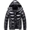 Goolecrimp Uomo Casual Caldo Lucido Giacca con Cappuccio Cappotto Invernale Impermeabile Antivento Piumino Moda Tendenza Sciolto Giacca Sportiva All'aperto (Nero,4XL)