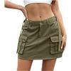 Vhersily Gonna in jeans estiva da donna, a vita alta, estiva, elasticizzata, gonna corta in jeans, minigonna, skorts, vita elastica per ragazze, adolescenti, gonna in jeans, verde militare, XL