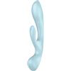 Satisfyer Triple Oh - vibratore ricaricabile con braccio stimolatore (blu)