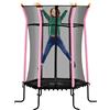 HOMCOM Tappeto Elastico per Bambini con Ingresso a Cerniera e Pali Imbottiti, in Acciaio, PP e EPE, Ø163.5x190 cm, Rosa
