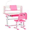 HOMCOM Banco Scuola per Bambini 6-12 Anni Regolabile con Luce LED, Leggio e Portapenne, in MDF, PP e Acciaio, Rosa