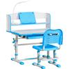 HOMCOM Banco Scuola per Bambini 6-12 Anni Regolabile con Luce LED, Leggio e Portapenne, in MDF, PP e Acciaio, Azzurro