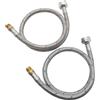 JOHO Tubi di Collegamento Tubo Flessibile per Rubinetto Acqua G 3/8 x M10x 50CM DN8, Tubi Flessibili in Acciaio inox intrecciato per miscelatore rubinetto acqua potabile 2 pezzi