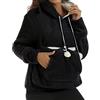 KBOPLEMQ Kangaroo - Maglione da donna con borsa per cani e gatti, con cappuccio, grande tasca, con cappuccio, per animali domestici, per autunno e inverno, Nero , XXXL