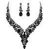 Clearine Matrimonio Sposa Gioielli Set Goccia Strass Cluster Statement Collana Orecchini Pendenti Bigiotteria per Donne Nero Nero-Fondo