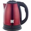 Herzberg HG5011-RD, bollitore elettrico 1.8L INOX senza fili rosso, potenza 1500W, base 360°, spegnimento automatico, design elegante, livello di riempimento esterno, sicurezza e filtro