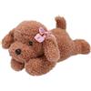 Depesche 13173 TOPModel Floral - Cane Peluche con Pelliccia riccia Marrone, Circa 24 cm, Grande Peluche con Fiocco