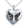 MICMIF Argento 925 Foto Medaglione Cuore con Farfalla Collana Donna Ciondolo Portafoto Personalizzata, Collana Locket Apribile per 2 Foto, Catena 45+5cm per Donne Ragazze Mamma