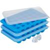 Relaxdays Set 3 Vaschette per Cubetti Ghiaccio, 24 Stampi a Forma di Diamante in Silicone Portaghiaccio, Blu Trasparente, 3 x 20,5 x 12,5 cm