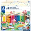 STAEDTLER Noris 144 Matite cancellabili - 24 colori, esagonale | Punta gomma senza PVC, mina antirottura - colori vivaci per bambini - Art.-Nr. 144 50NC24