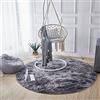 Tinyboy-hbq Tappeto Shaggy Rotondo Tappeti Soggiorno Pelo Lungo Adatto per Tappeto da Soggiorno Soffice Cuscino Rotondo per Divano con Moquette Antiscivolo(Nero grigio, Diametro 160 cm)