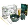 Keepatyart Set tè matcha giapponese, kit 5 pezzi con ciotola irregolare | Include frustino 100 fili, supporto, cucchiaio, setaccio e ciotola in ceramica per preparare il matcha