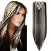 SEGO 26 65cm Extension Capelli Nero Naturale mix Biondo Chiarissimo - Clip Capelli Veri Lunghi Lisci Sintetici 8 Fasce 140g con 18 Clip Full Head