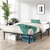 Zinus Caleb - Telaio letto 140 x 190 cm, altezza 36 cm, con ripiano sotto il letto, telaio in acciaio pieghevole, colore: nero