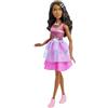 Barbie - Bambola grande con capelli neri, alta 71 cm con abito rosa scintillante, collana, molletta per capelli e tanti accessori, giocattolo per bambini, 3+ anni, HJY03