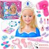 Tacobear 52Pcs Set Parrucchiere per Bambini Trucco in Stile Giocattolo, Hair Styling Head Teste da Truccare, Parrucchiere da Kit Bellezza Trucco Giocattolo Regali Natale Compleanno per Ragazze 3 4 5 6 Anni