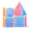 ROXENDA Speed Cube Set 2X2 3X3 4X4 Piramide Magic Cube - Puzzle Cubo di Velocità per Bambini, Giochi IQ, Giocattoli Educativi [4 Confezione] (Gelatine)
