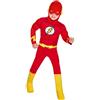 amscan PKT, 9908386 Costume da Flash per bambini, con petto muscoloso (3-4 anni)
