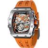 TSAR BOMBA Orologio Automatico da Uomo - Orologi Scheletro Tonneau di Lusso - Vetro Zaffiro con Movimento Giapponese - Impermeabile 50M - Luminoso TB8208