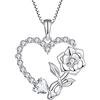 starchenie Collana Cuore Rosa Collana di Fiori Ciondolo in Argento 925 per Donne