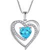 FJ Collana Cuore Donna in Argento Sterling 925 Collane con Ciondolo Acquamarina Marzo Pietra Portafortuna Gioielli Regalo per lei Amiche Moglie Mamma Donna