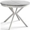 AlpiMeble BERGO - Tavolo rotondo per sala da pranzo allungabile, diametro: 90 cm/170 cm, colore: Grigio chiaro, con gambe in metallo di colore bianco