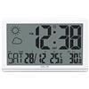 Explore Scientific RDC8001 Orologio da Parete Jumbo Radio-Controllato, Visualizza temperatura interna/esterna, 1 Sensore incluso, Previsioni del Tempo ad icone, Bianco