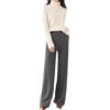 FULBHPRINT Pantaloni da donna in cashmere a gamba larga alla moda a vita alta in lana a maglia pantaloni vintage con elastico in vita casual pantaloni della tuta, grigio, M