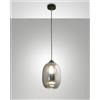 Fabas INFINITY SOSPENSIONE 1 LUCE D.20cm IN VETRO FUME' E STRUTTURA IN METALLO NERA ATTACCO E27
