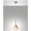 Fabas APOLLO SOSPENSIONE OTTONE SATINATO 1 LUCE ATTACCO E27 D.20CM IN METALLO E VETRO