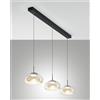 Fabas BRENA SOSPENSIONE COGNAC 3 LUCI LINEARE A LED CCT 2700K - 3000K - 4000K- 30W - 3240 lm DIMMERABILE A STEP