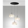 Fabas BRENA SOSPENSIONE COGNAC 3 LUCI TONDA A LED CCT 2700K - 3000K - 4000K- 30W - 3240 lm DIMMERABILE A STEP