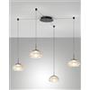 Fabas BRENA SOSPENSIONE IN VETRO COGNAC 4 LUCI A LED CCT 2700K - 3000K - 4000K- 40W - 4320 lm SPOSTABILE E DIMMERABILE A STEP