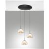 Fabas LUCILLE SOSPENSIONE COGNAC 3 LUCI IN VETRO ATTACCO TONDO A LED CCT 2700K - 3000K - 4000K- 21W - 2250lm DIMMERABILE