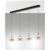 Fabas LUCILLE SOSPENSIONE COGNAC 4 LUCI IN VETRO ATTACCO LINEAREA LED CCT 2700K - 3000K - 4000K- 28W - 3000 lm DIMMERABILE