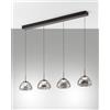 Fabas LUCILLE SOSPENSIONE FUME' 4 LUCI IN VETRO ATTACCO LINEAREA LED CCT 2700K - 3000K - 4000K- 28W - 3000 lm DIMMERABILE