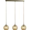 Searchlight Ciondolo a barra Balls 3Lt - Metallo ottone anticato e vetro ambrato