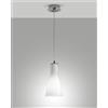 Fabas DIANA LAMPADARIO A SOSPENSIONE METALLO CROMATO E VETRO BIANCO 1 LUCE ATTACCO E27 D.14CM