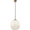 Searchlight Atom II Pendant - Ottone satinato e vetro opalino