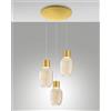Fabas LAPO LAMPADA A SOSPENSIONE COGNAC 3 LUCI TONDA A LED 3000K - 36W - 3900 lm DIMMERABILE