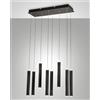 Fabas PRADO LAMPADARIO A SOSPENSIONE NERO L.60X20cm 8 LUCI A LED 3000K - 52W - 5760 lm DIMMERABILE