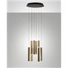 Fabas PRADO LAMPADARIO A SOSPENSIONE OTTONE SATINATO E NERO D.40CM 8 LUCI A LED 3000K - 52W - 5760 lm DIMMERABILE